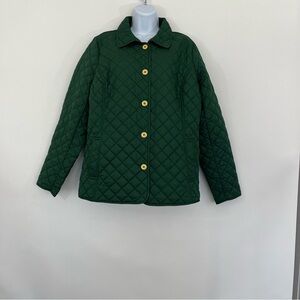 C. Wonder Green Diamond Quilted Button Front Long Sleeve Jacket
